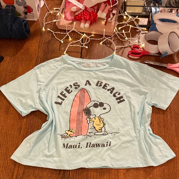 Peanuts Tops - Peanuts Light Blue Snoopy Surf Tee